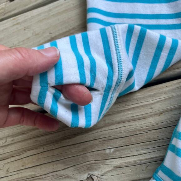 Lululemon Women's Voyage Pullover Top 100% Tencel Silk Blue Stripe Size 10 - Picture 3 of 6